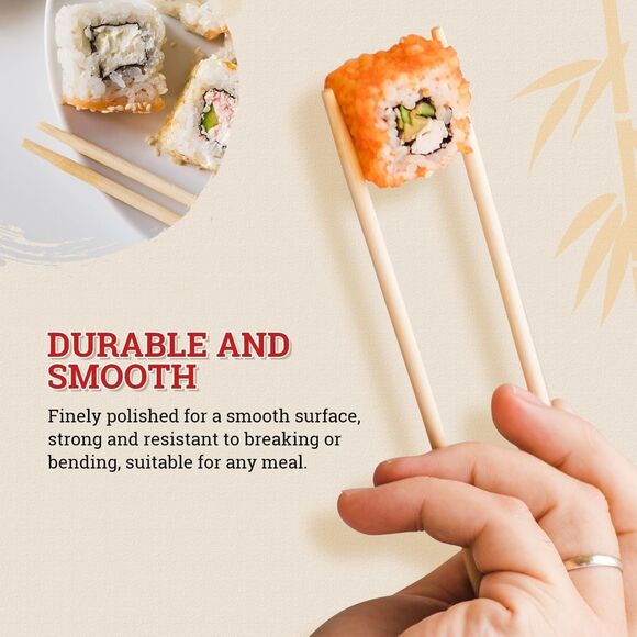 Premium Disposable Bamboo Chopsticks – 9" Round, Individually Wrapped 100 Pairs - Picture 13 of 16